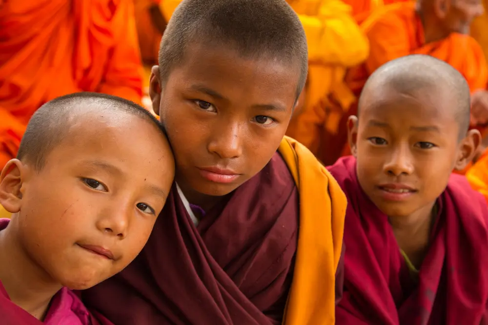 Tibetan children in traditional Buddhist Monk attire