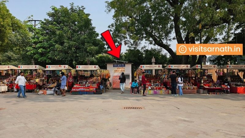 The ticket for Sarnath light and sound show can be purchased from the Tourist Police booth which is sort of hidden behind vending carts